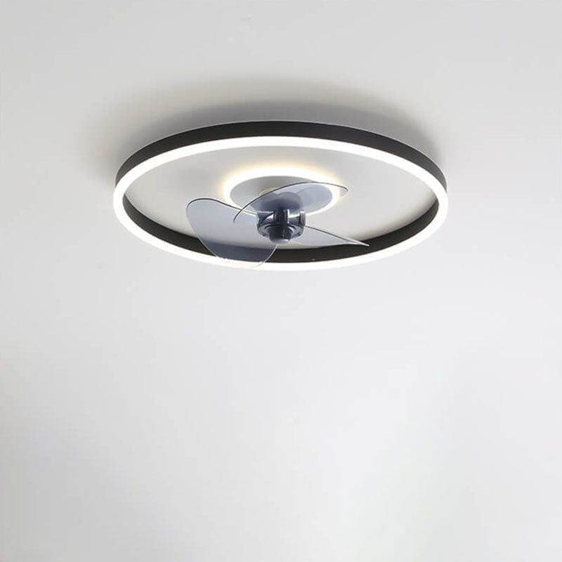 LED Flush Mount Ceiling Fan Light | Modern Minimalist Round | Lologe