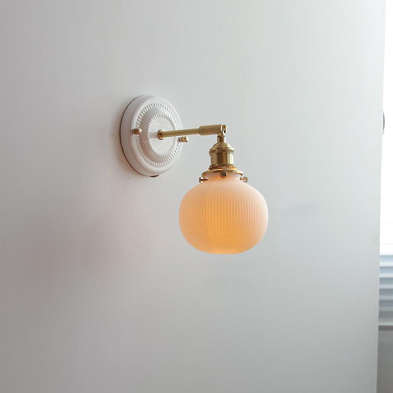 Vintage Ceramic Brass Wall Sconce | Living Room Round Design | Lologe