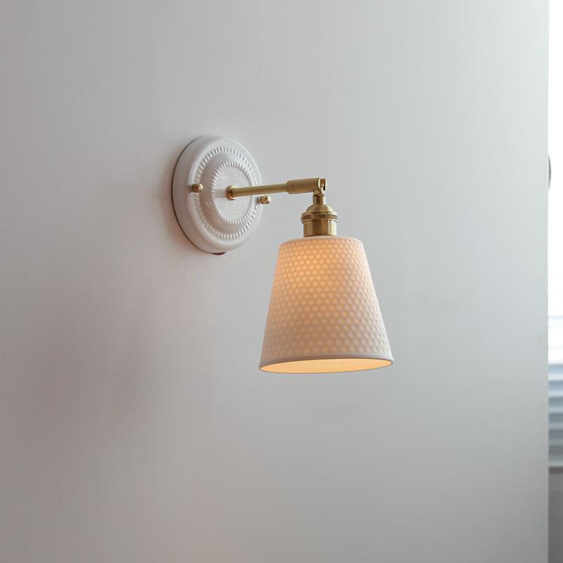 Vintage Ceramic Brass Wall Sconce | Living Room Round Design | Lologe