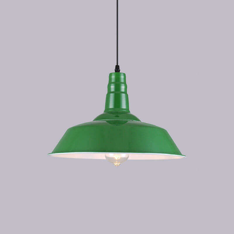 Industrial Green Iron Pendant Light | Vintage Loft Character | Lologe