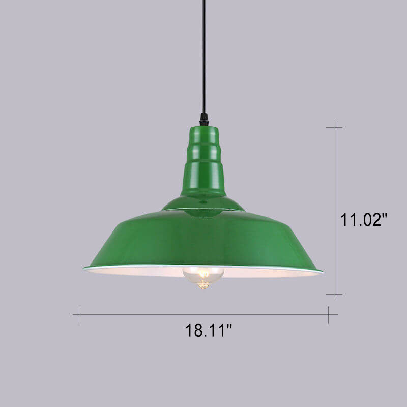 Industrial Green Iron Pendant Light | Vintage Loft Character | Lologe