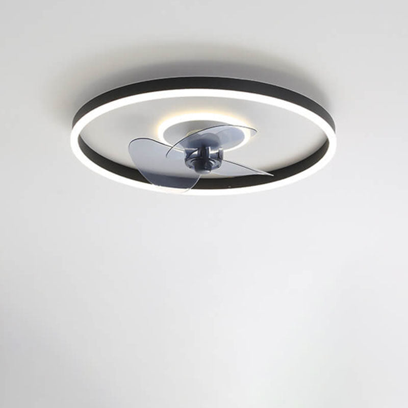 LED Flush Mount Ceiling Fan Light | Modern Minimalist Round | Lologe