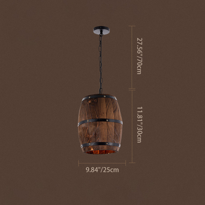 Rustic Barrel Pendant Light | Dining Room Ambience | Wooden Wine Barrel Design | Lologe