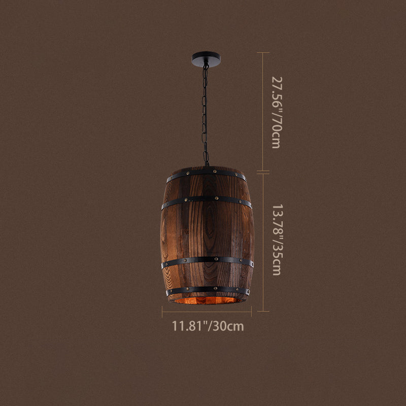 Rustic Barrel Pendant Light | Dining Room Ambience | Wooden Wine Barrel Design | Lologe