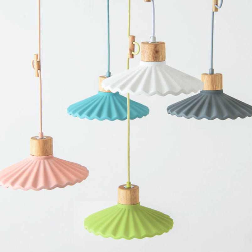 Cement Pendant Light for Living Room | Scalloped Shade Modern Design | Lologe