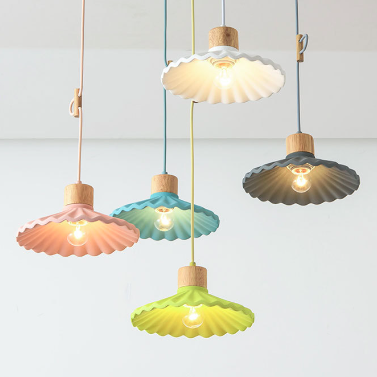Cement Pendant Light for Living Room | Scalloped Shade Modern Design | Lologe