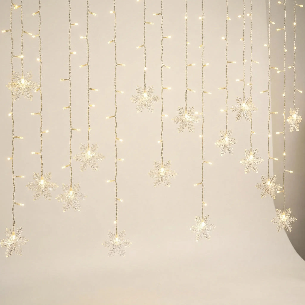 Snowveil - LED Snowflake Curtain Fairy Light String- Window Curtain Lighting