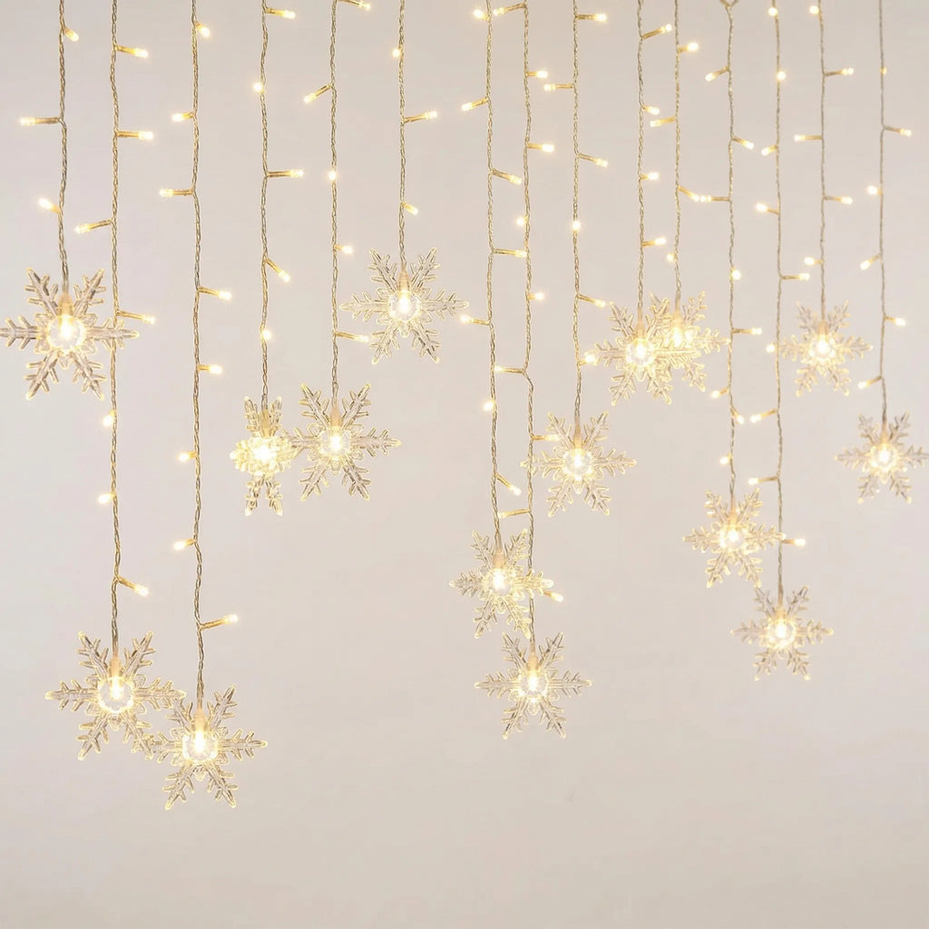 Snowveil - LED Snowflake Curtain Fairy Light String- Window Curtain Lighting