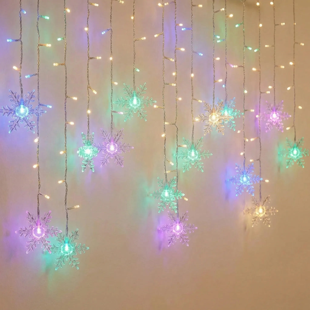 Snowveil - LED Snowflake Curtain Fairy Light String- Window Curtain Lighting