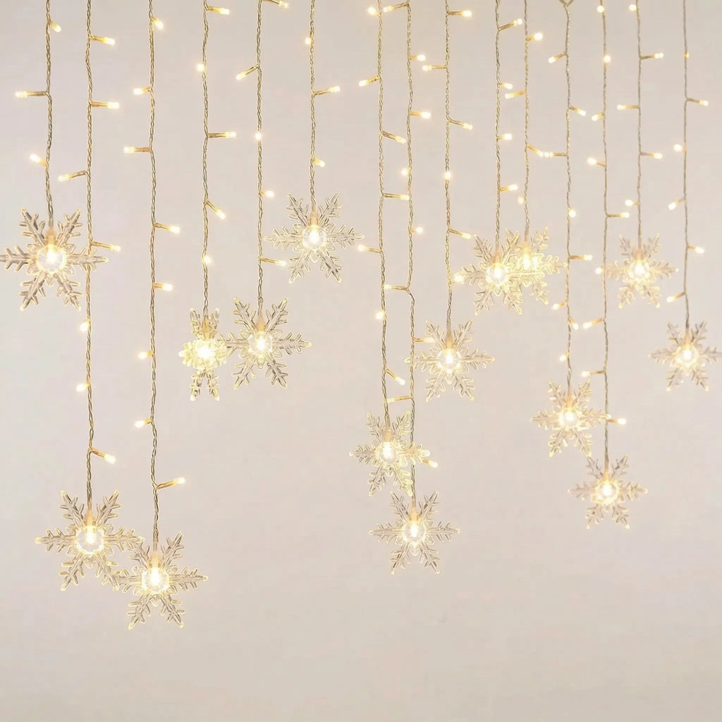 Snowveil - LED Snowflake Curtain Fairy Light String- Window Curtain Lighting