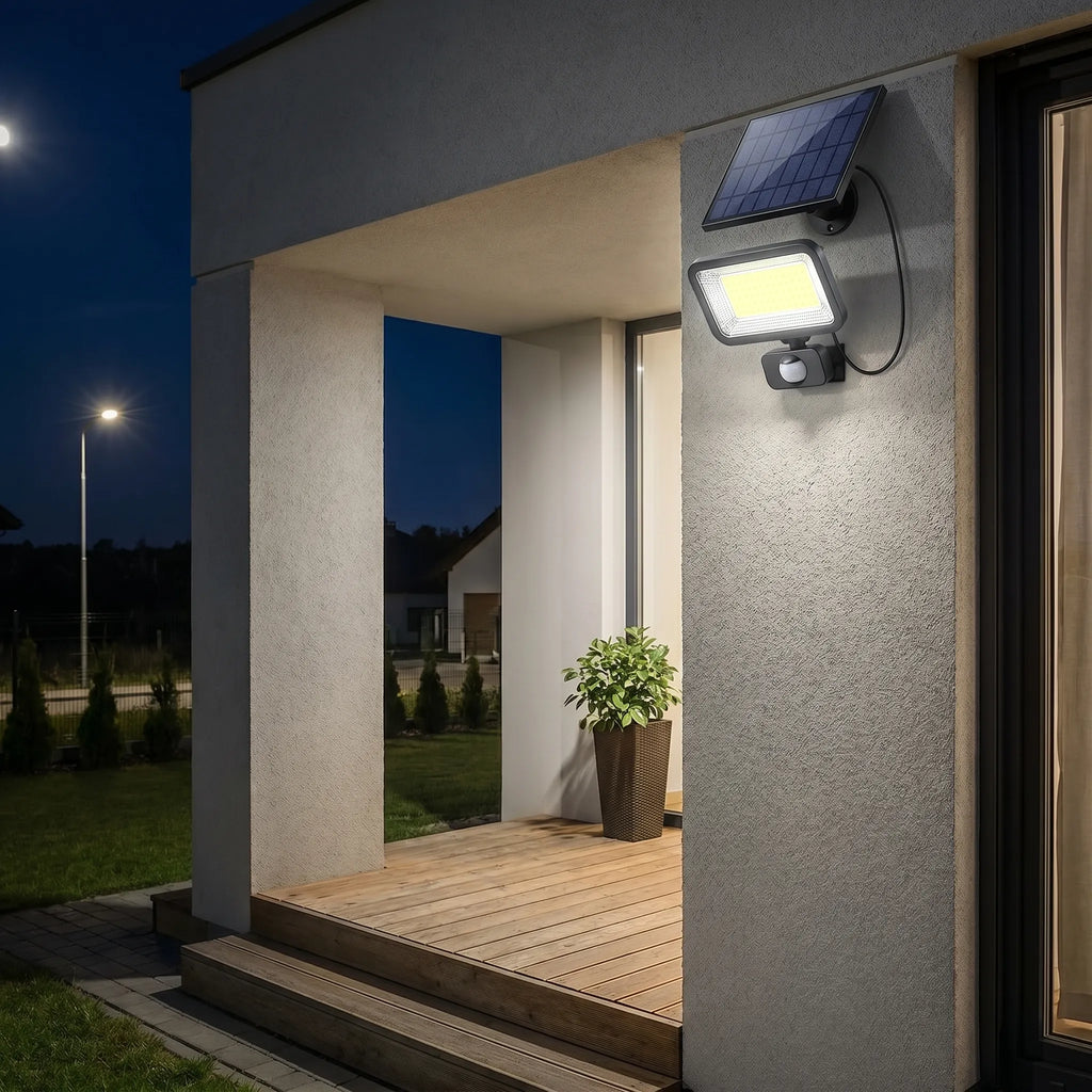 Solarvex - Solar-Powered COB LED Wall Light With Motion Sensor- Motion-Activated Lighting