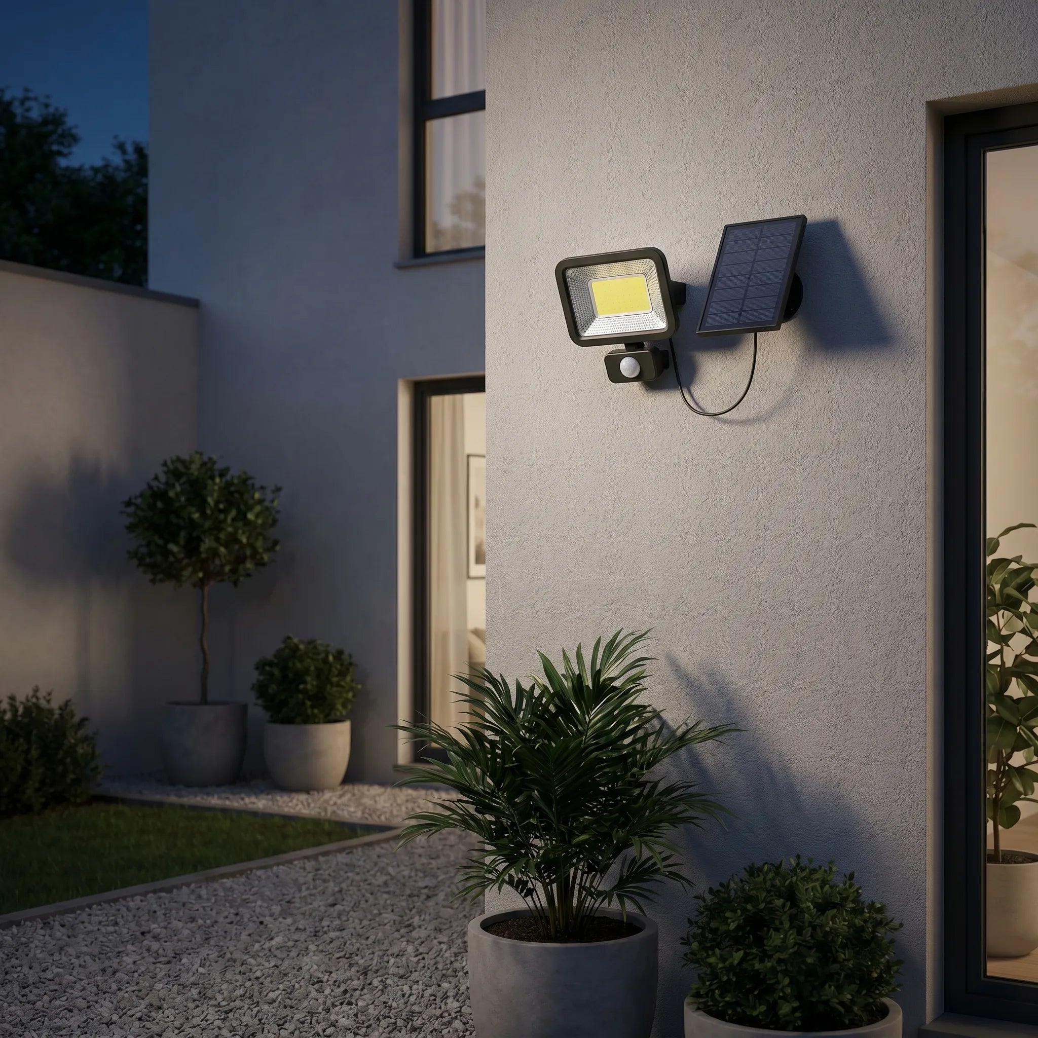 Solarvex - Solar-Powered COB LED Wall Light With Motion Sensor- Motion-Activated Lighting
