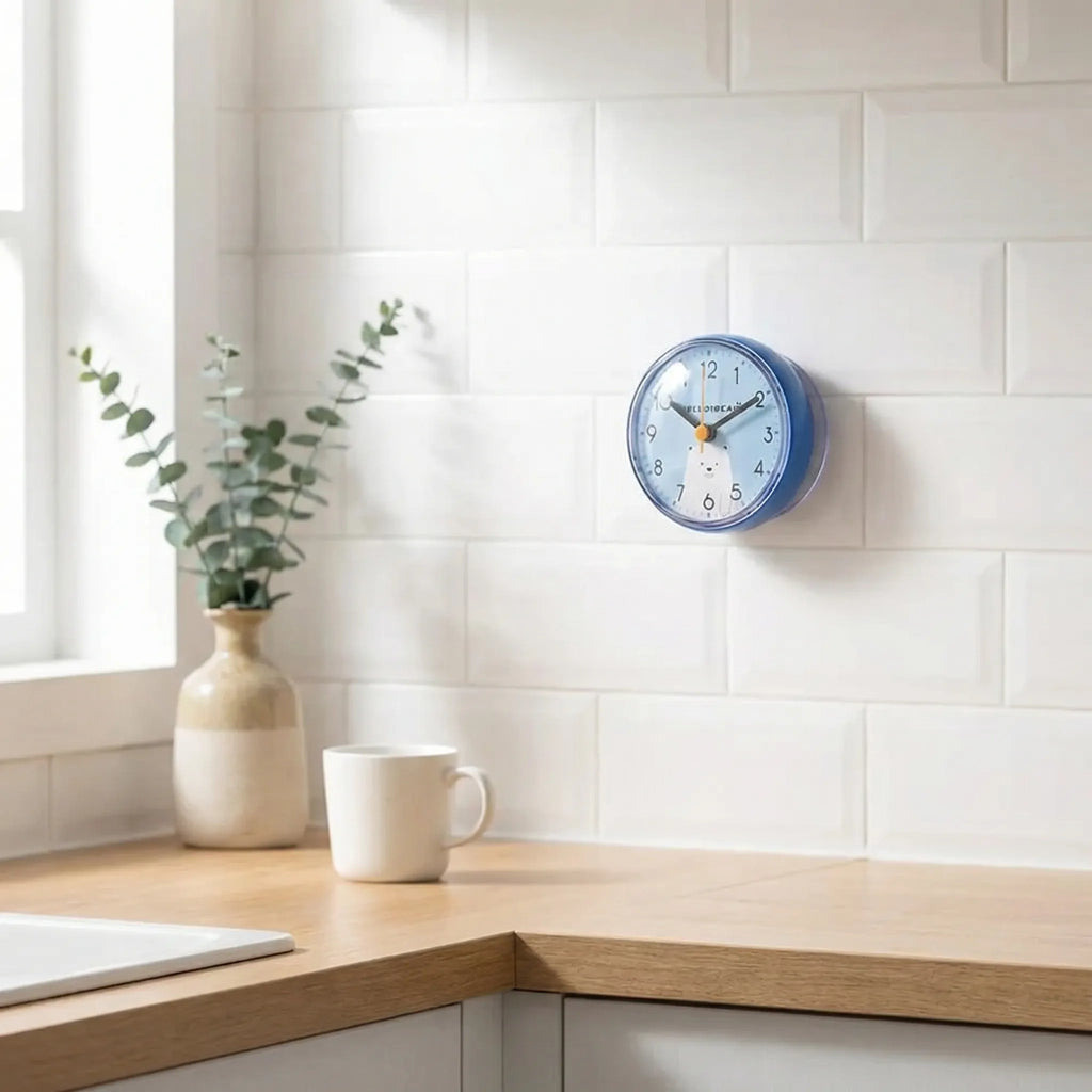 Sticklette - Compact Suction-Mount Quartz Wall Clock- Telling Time Hands-Free
