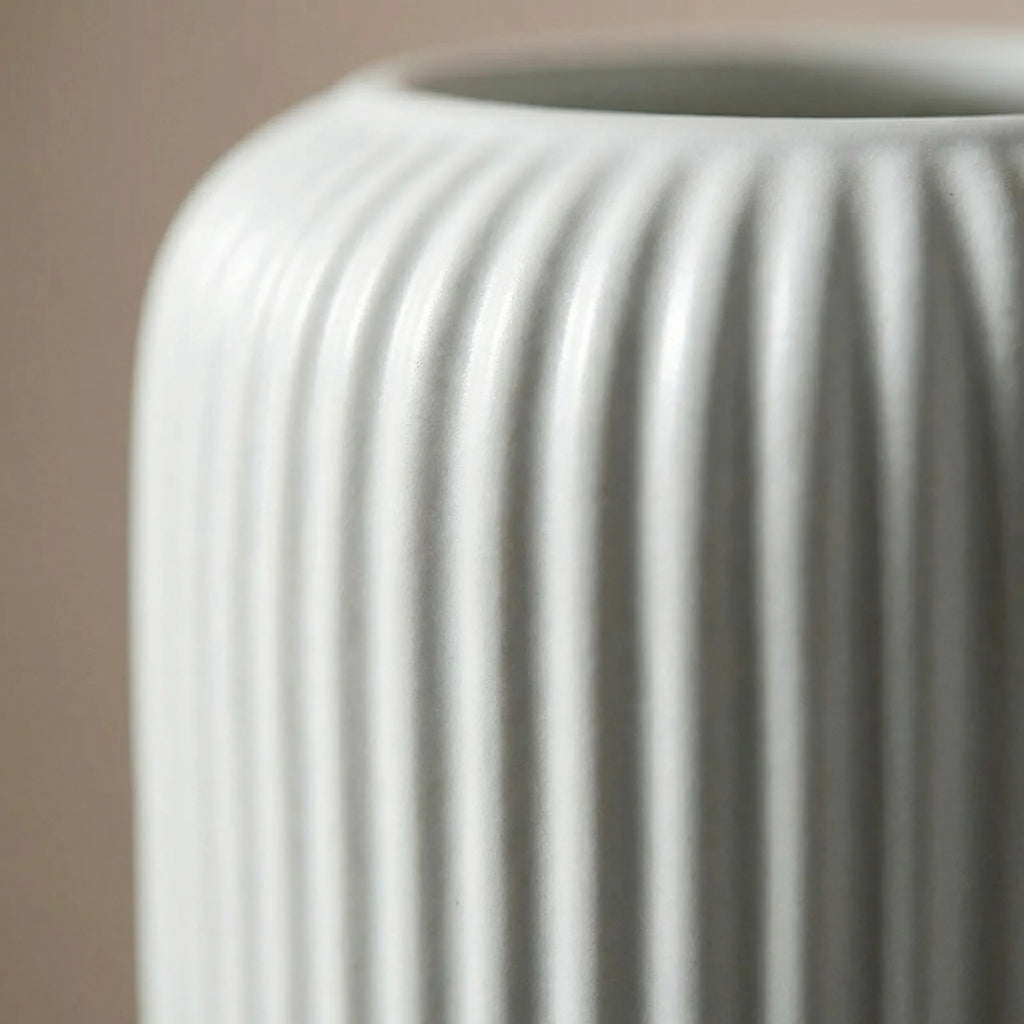 Stripova - Ribbed Ceramic-Look Decorative Vase- Displaying Fresh Flowers