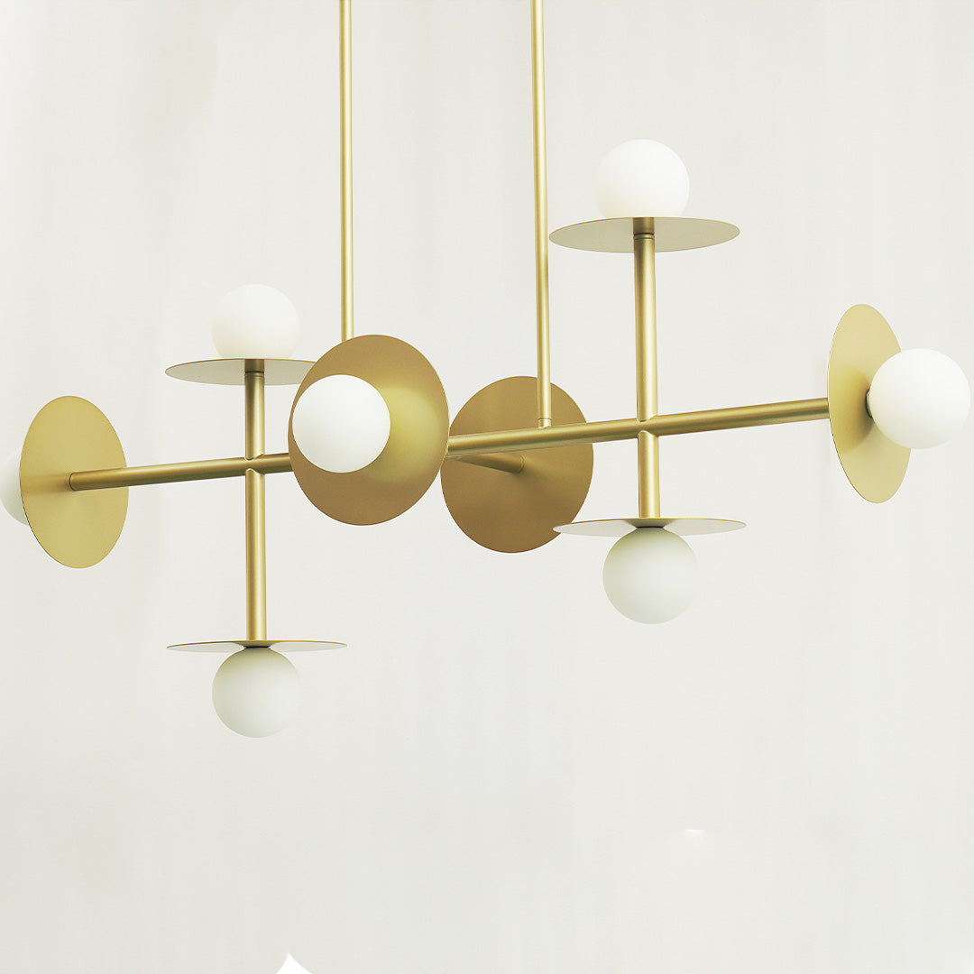 Modern Linear Chandelier | Dining Room Metal Glass 8-Light Ceiling Fixture | Lologe