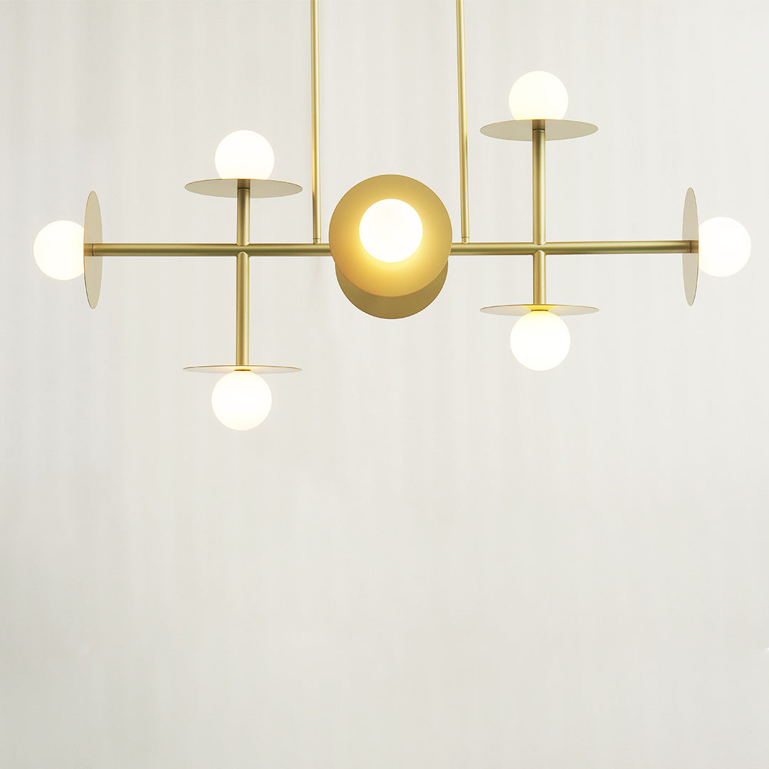 Modern Linear Chandelier | Dining Room Metal Glass 8-Light Ceiling Fixture | Lologe