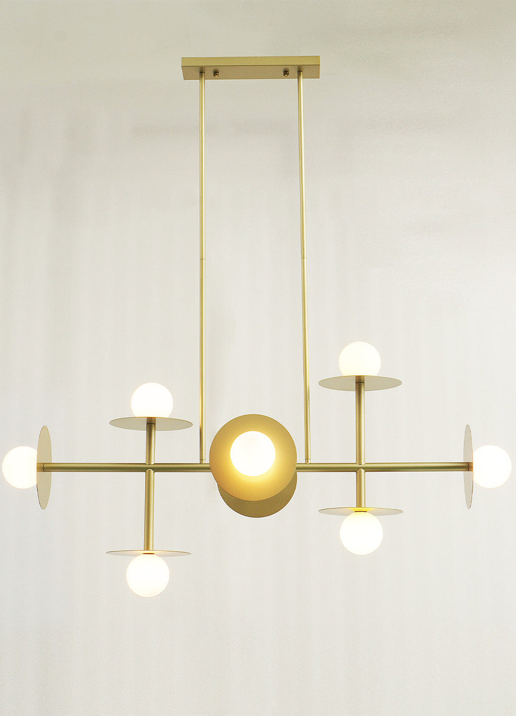 Modern Linear Chandelier | Dining Room Metal Glass 8-Light Ceiling Fixture | Lologe