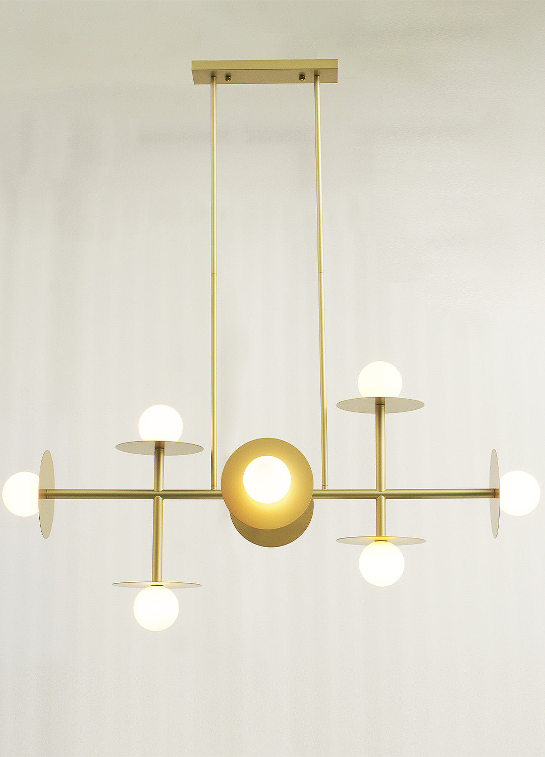 Modern Linear Chandelier | Dining Room Metal Glass 8-Light Ceiling Fixture | Lologe