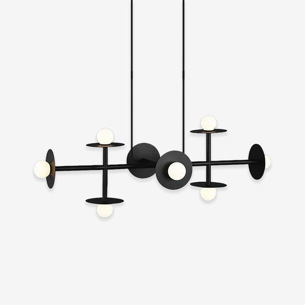 Modern Linear Chandelier | Dining Room Metal Glass 8-Light Ceiling Fixture | Lologe