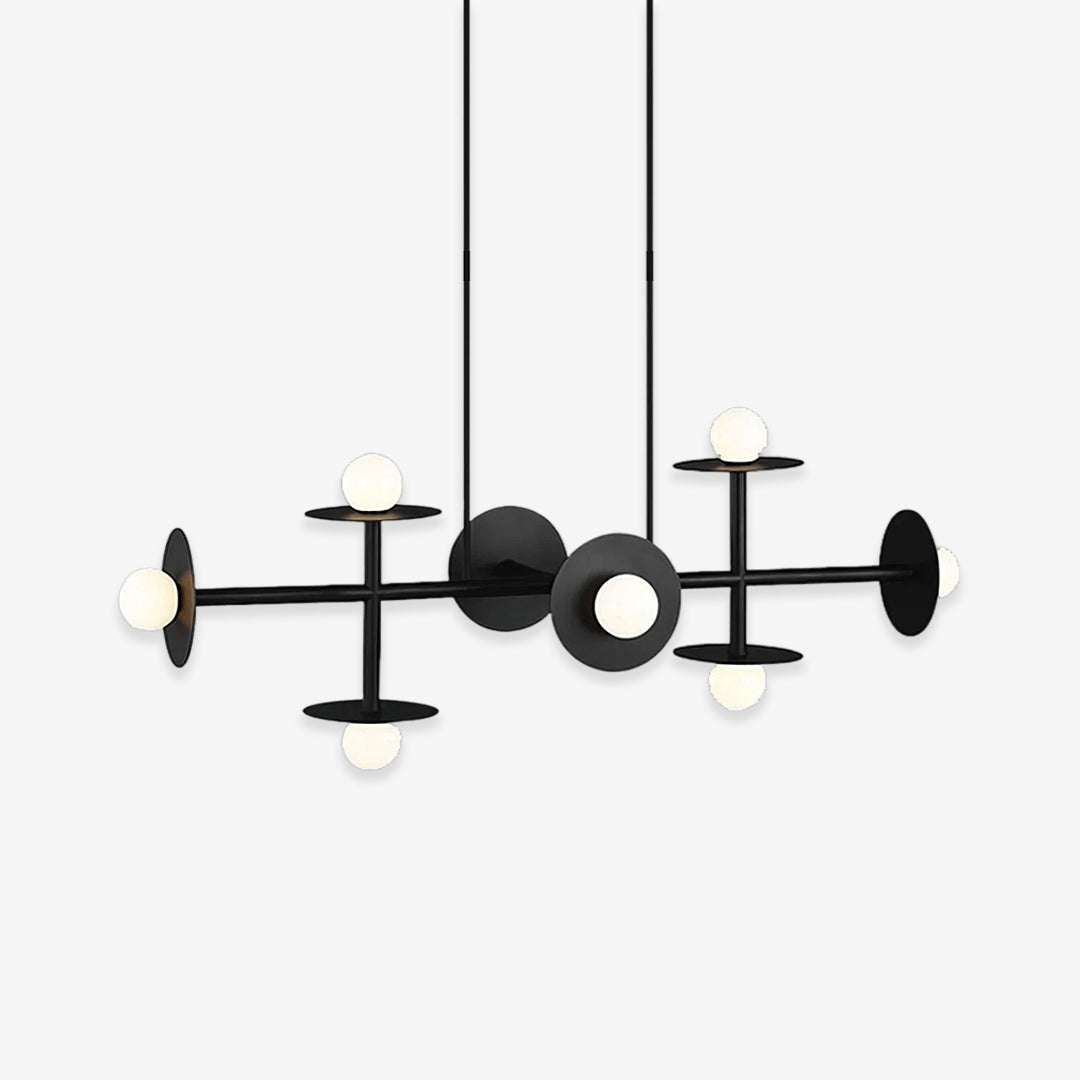 Modern Linear Chandelier | Dining Room Metal Glass 8-Light Ceiling Fixture | Lologe