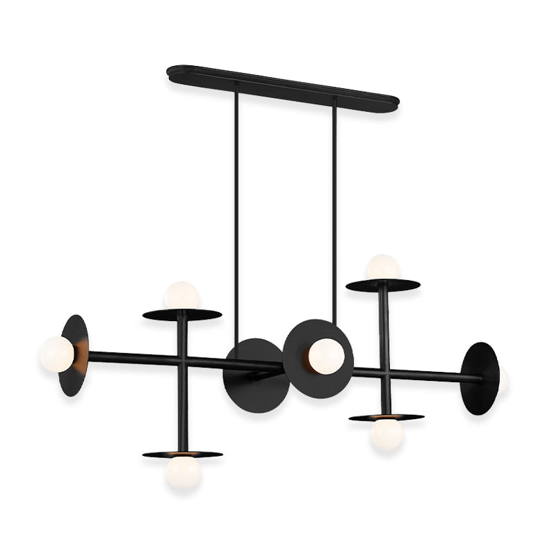 Modern Linear Chandelier | Dining Room Metal Glass 8-Light Ceiling Fixture | Lologe