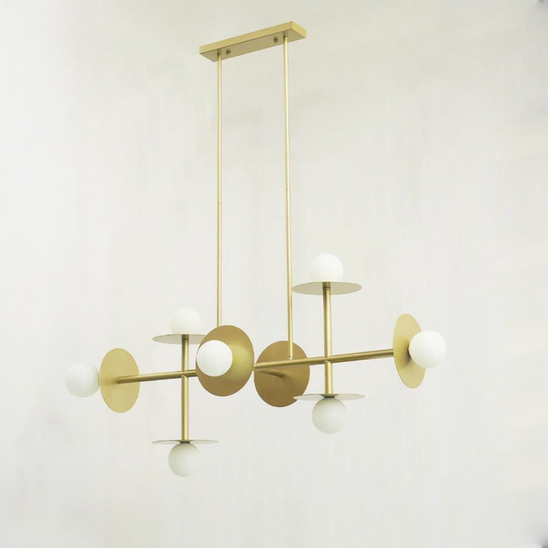 Modern Linear Chandelier | Dining Room Metal Glass 8-Light Ceiling Fixture | Lologe