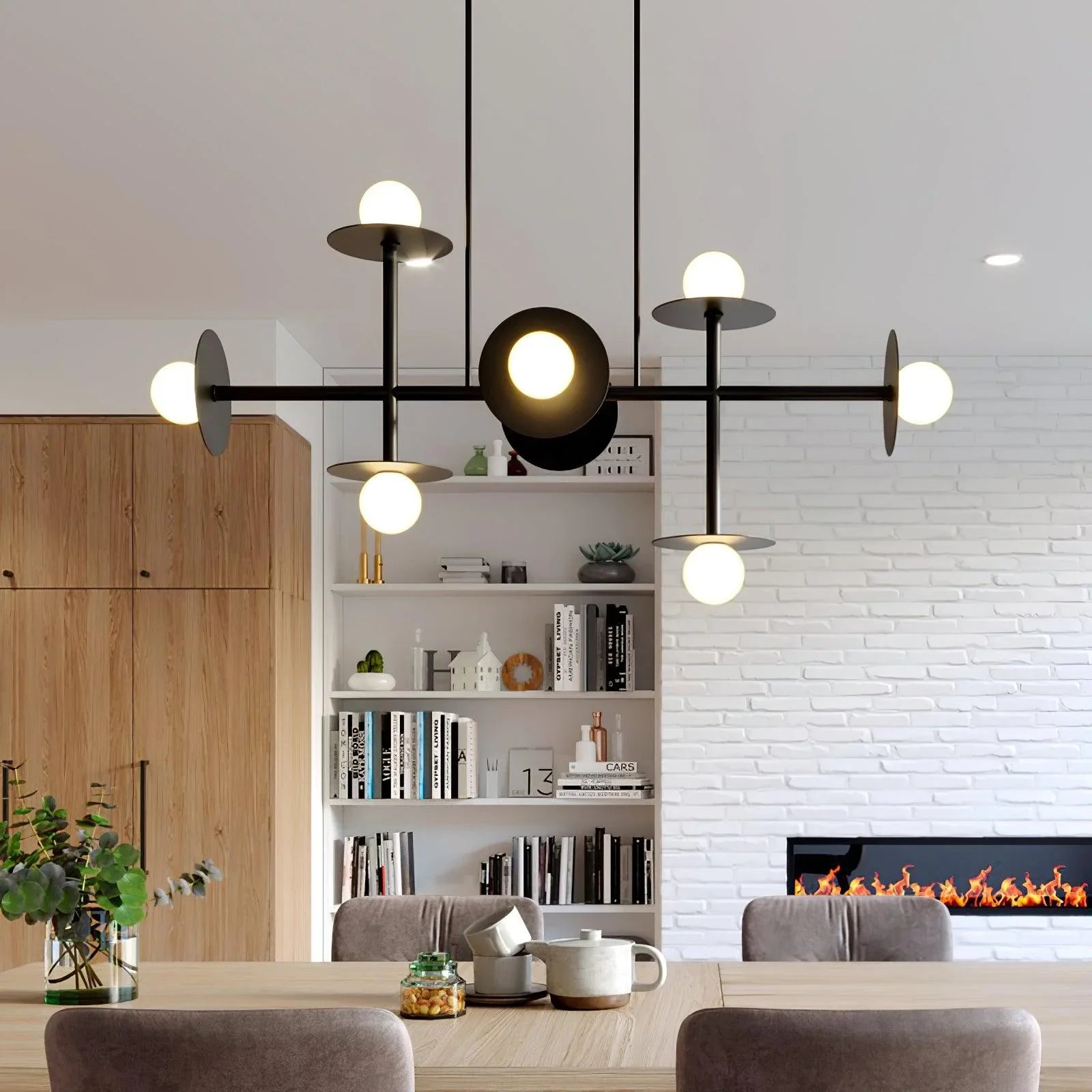 Modern Linear Chandelier | Dining Room Metal Glass 8-Light Ceiling Fixture | Lologe