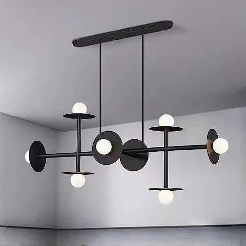 Modern Linear Chandelier | Dining Room Metal Glass 8-Light Ceiling Fixture | Lologe