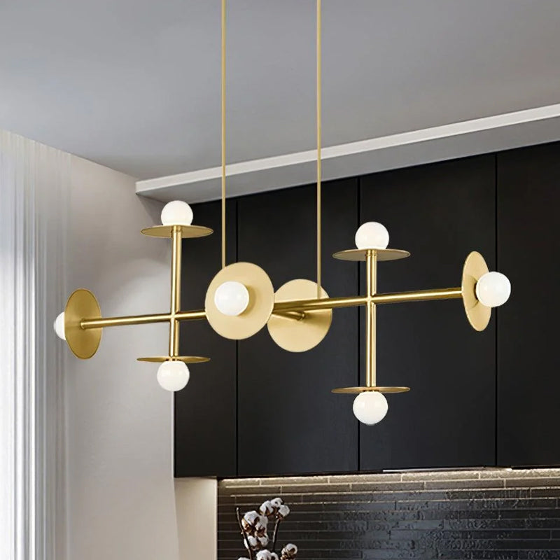 Modern Linear Chandelier | Dining Room Metal Glass 8-Light Ceiling Fixture | Lologe