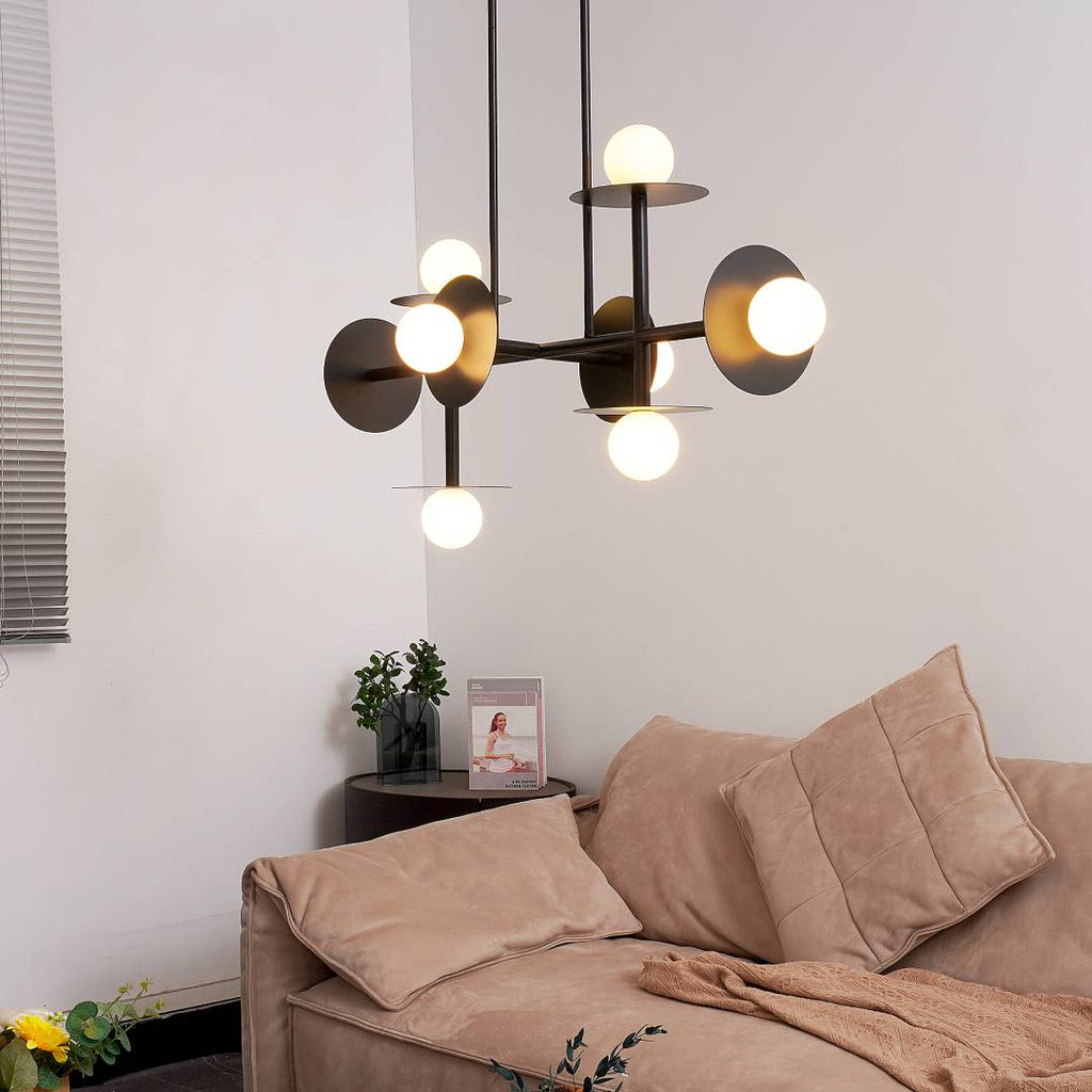 Modern Linear Chandelier | Dining Room Metal Glass 8-Light Ceiling Fixture | Lologe