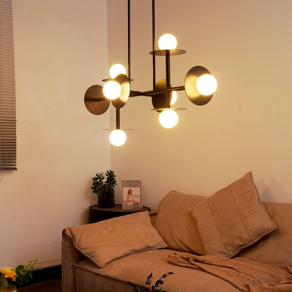 Modern Linear Chandelier | Dining Room Metal Glass 8-Light Ceiling Fixture | Lologe