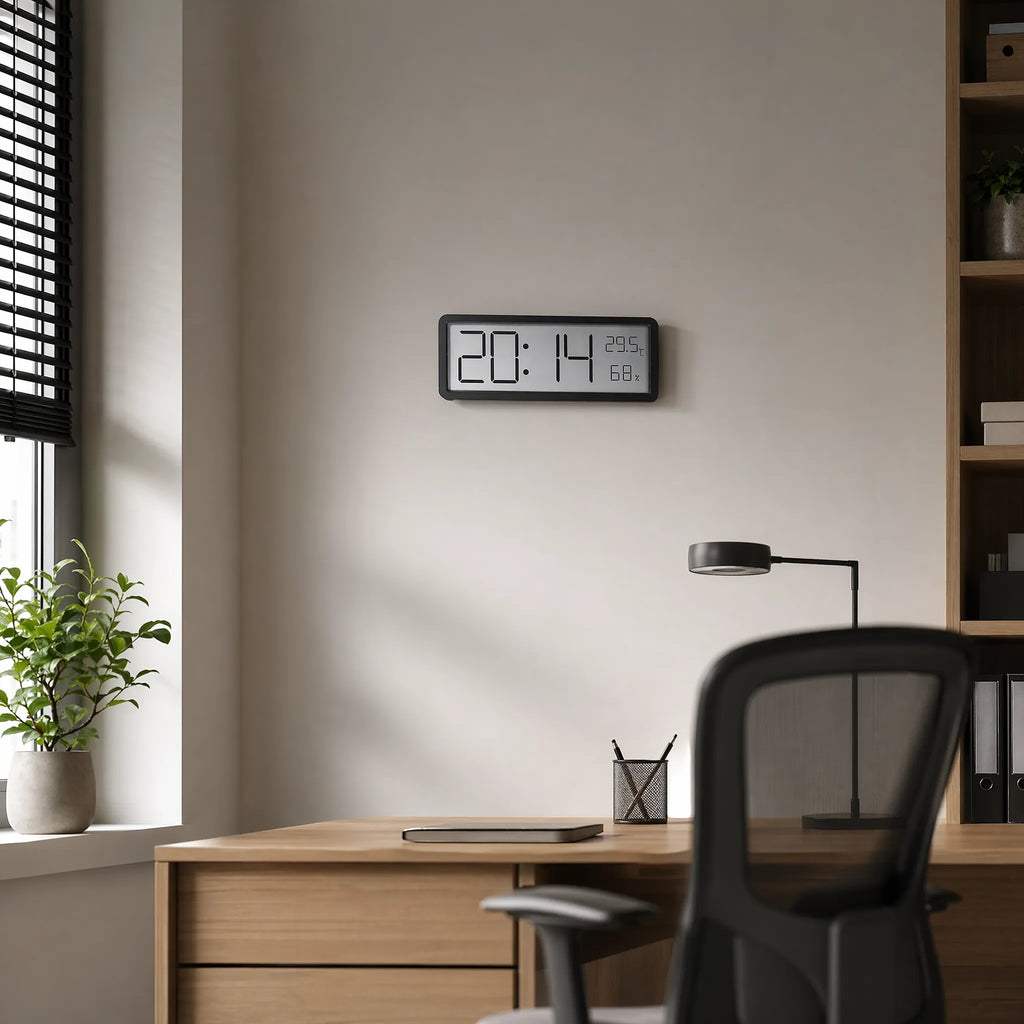 Tempora - LCD Digital Wall Clock With Sensor Display- Track Time Instantly