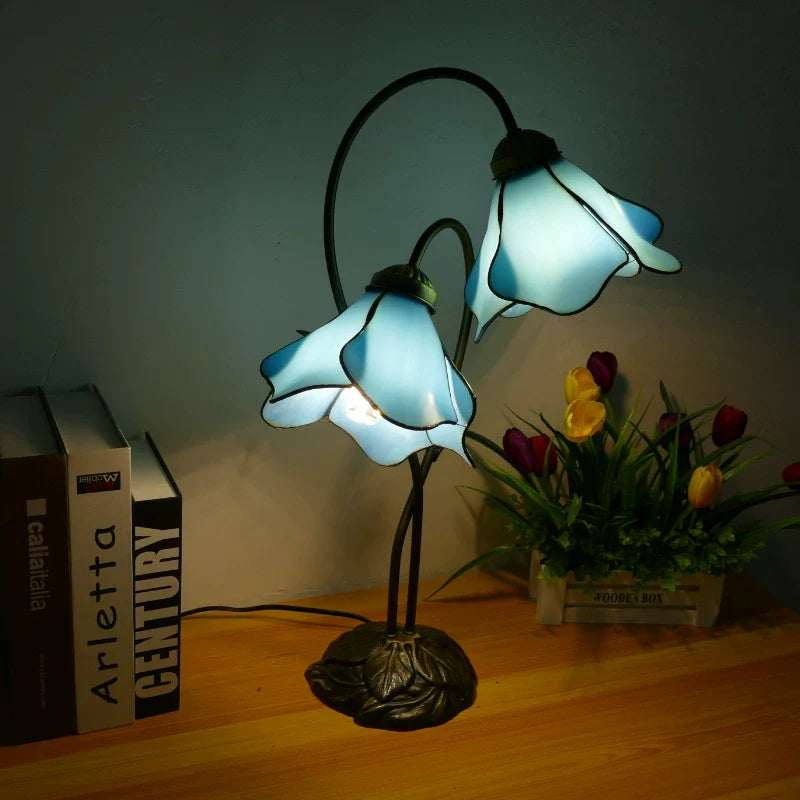 Flower Table Lamp | Bedroom Living Room Metal Glass Floral Design | Lologe