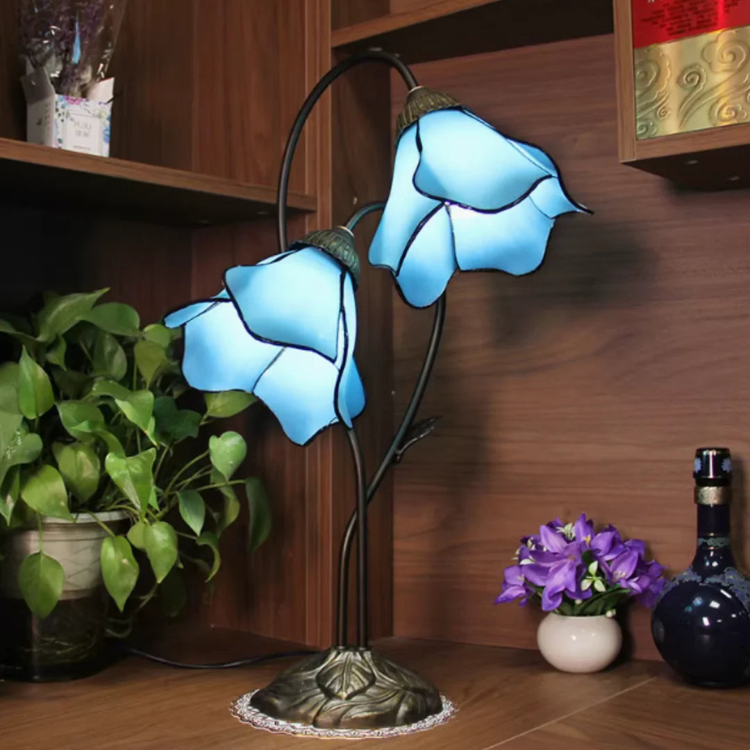 Flower Table Lamp | Bedroom Living Room Metal Glass Floral Design | Lologe