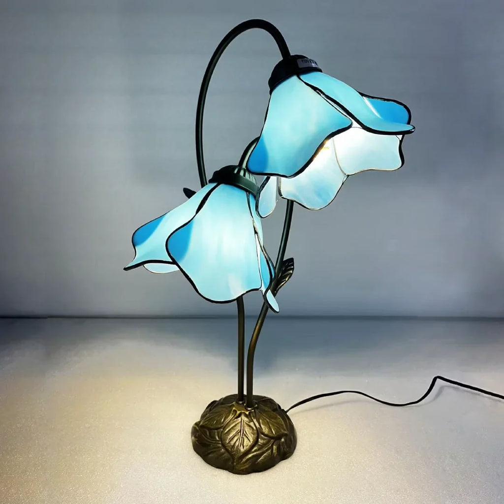 Flower Table Lamp | Bedroom Living Room Metal Glass Floral Design | Lologe