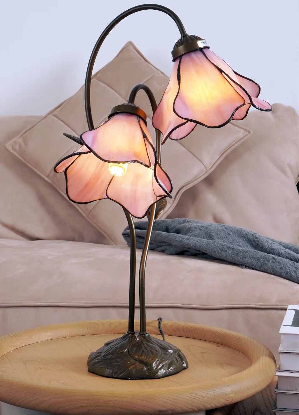 Flower Table Lamp | Bedroom Living Room Metal Glass Floral Design | Lologe