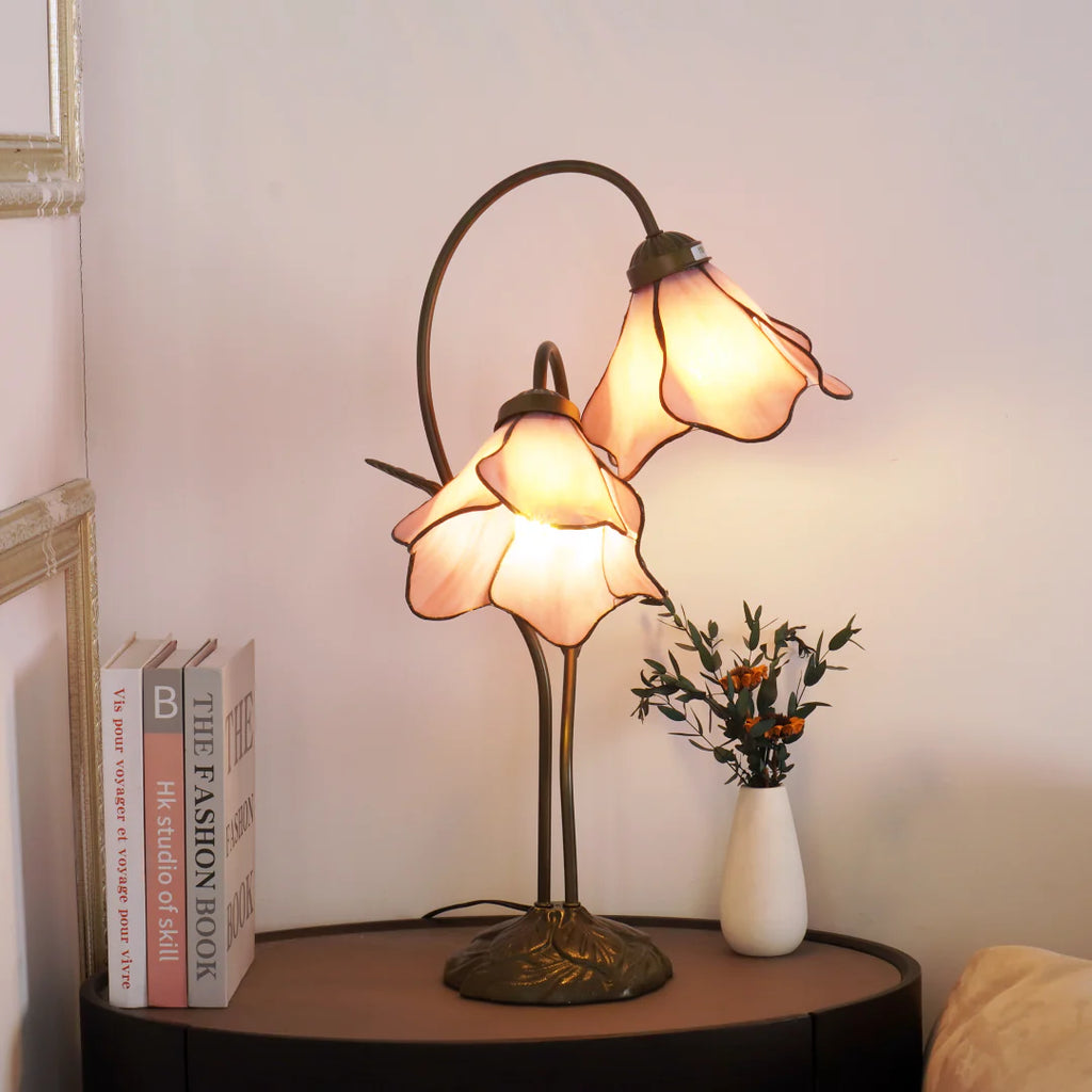 Flower Table Lamp | Bedroom Living Room Metal Glass Floral Design | Lologe