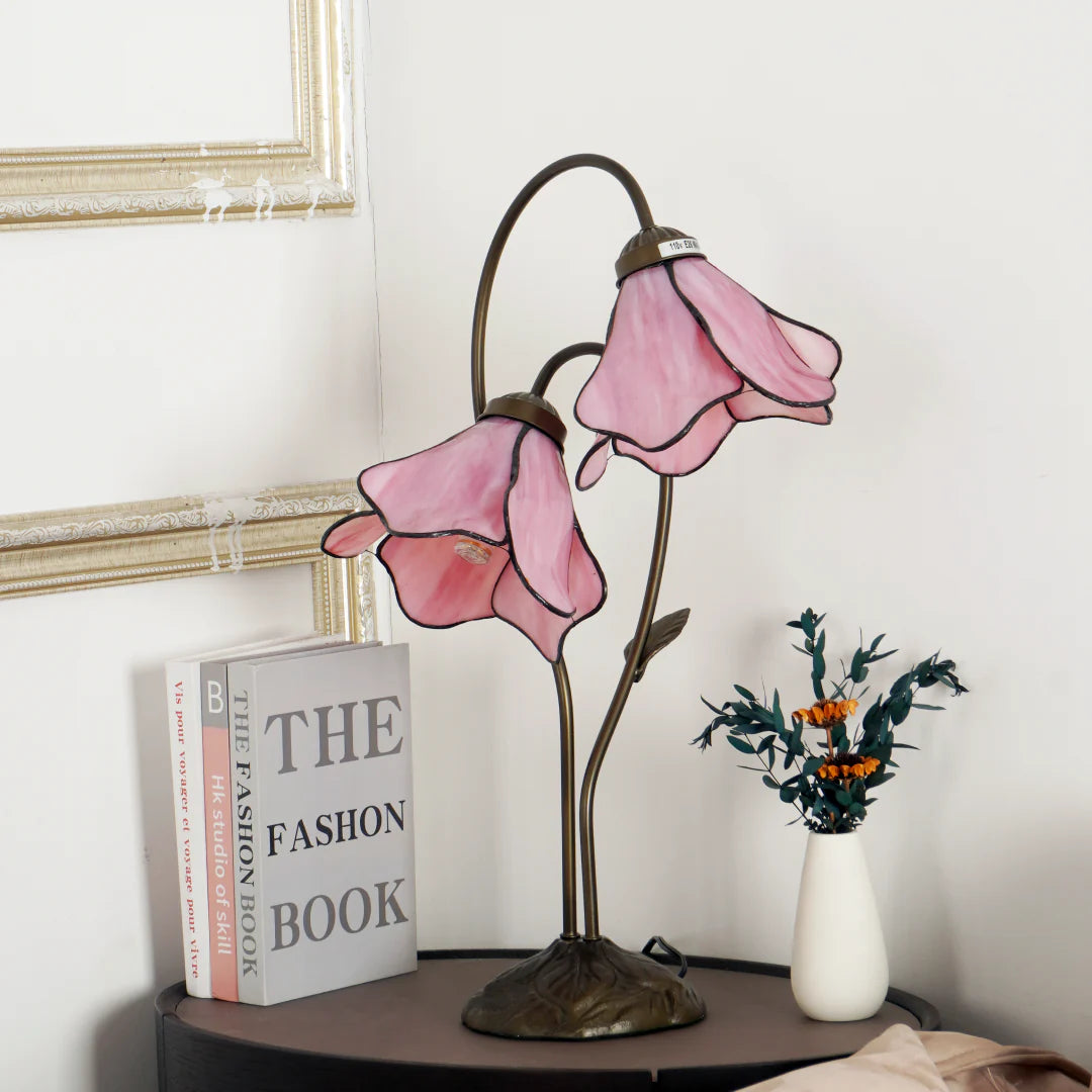 Flower Table Lamp | Bedroom Living Room Metal Glass Floral Design | Lologe