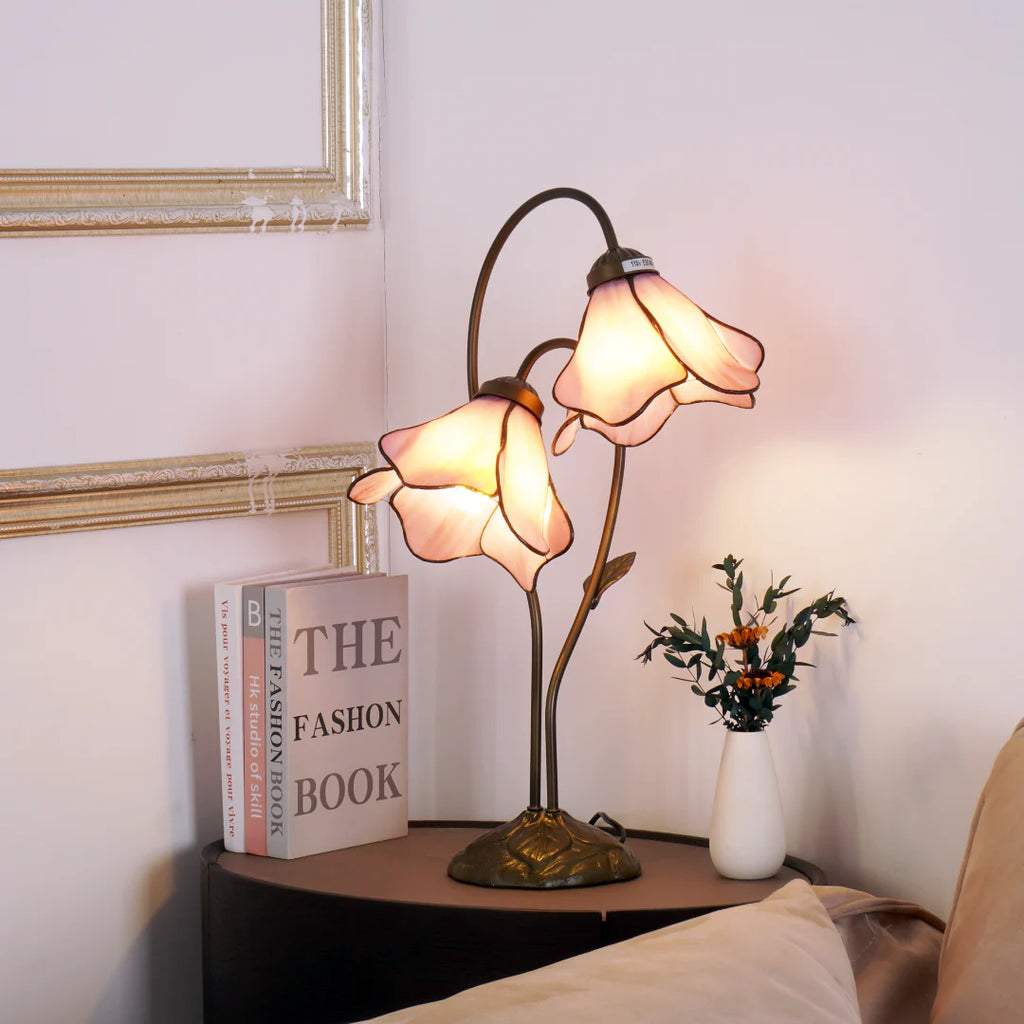 Flower Table Lamp | Bedroom Living Room Metal Glass Floral Design | Lologe