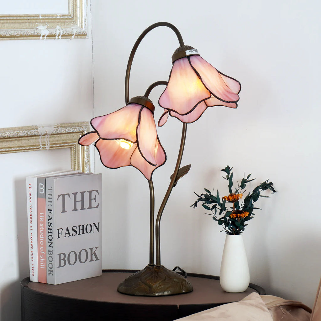 Flower Table Lamp | Bedroom Living Room Metal Glass Floral Design | Lologe