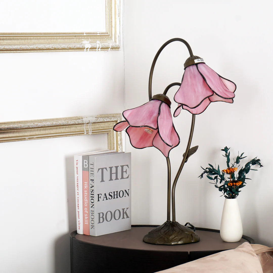 Flower Table Lamp | Bedroom Living Room Metal Glass Floral Design | Lologe