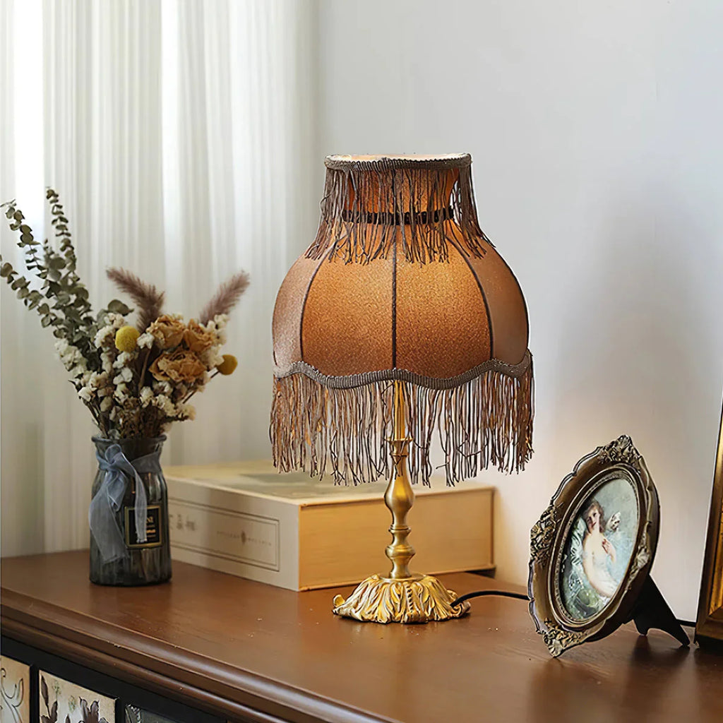 Fringe Table Lamp | Decorative Tassel Shade Bedside Lamp | Bedroom & Living Room | Lologe