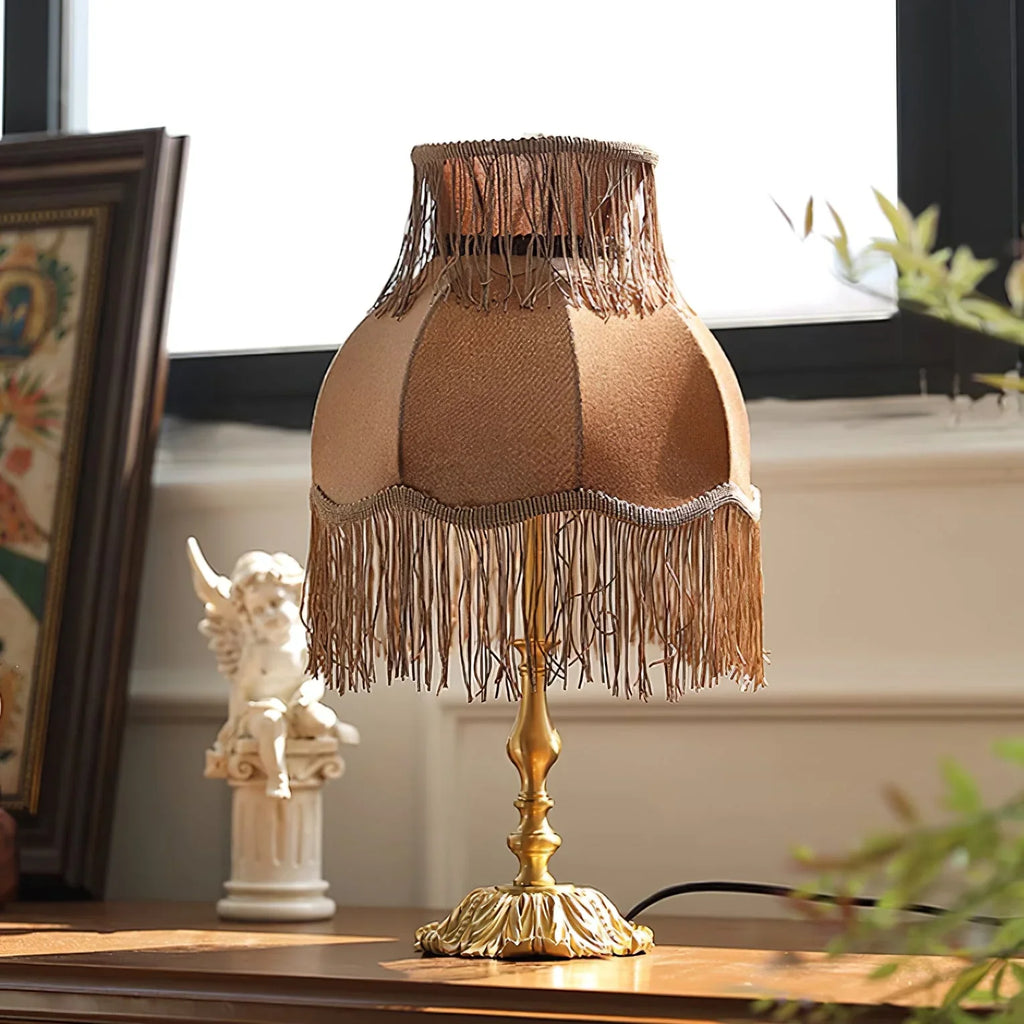 Fringe Table Lamp | Decorative Tassel Shade Bedside Lamp | Bedroom & Living Room | Lologe
