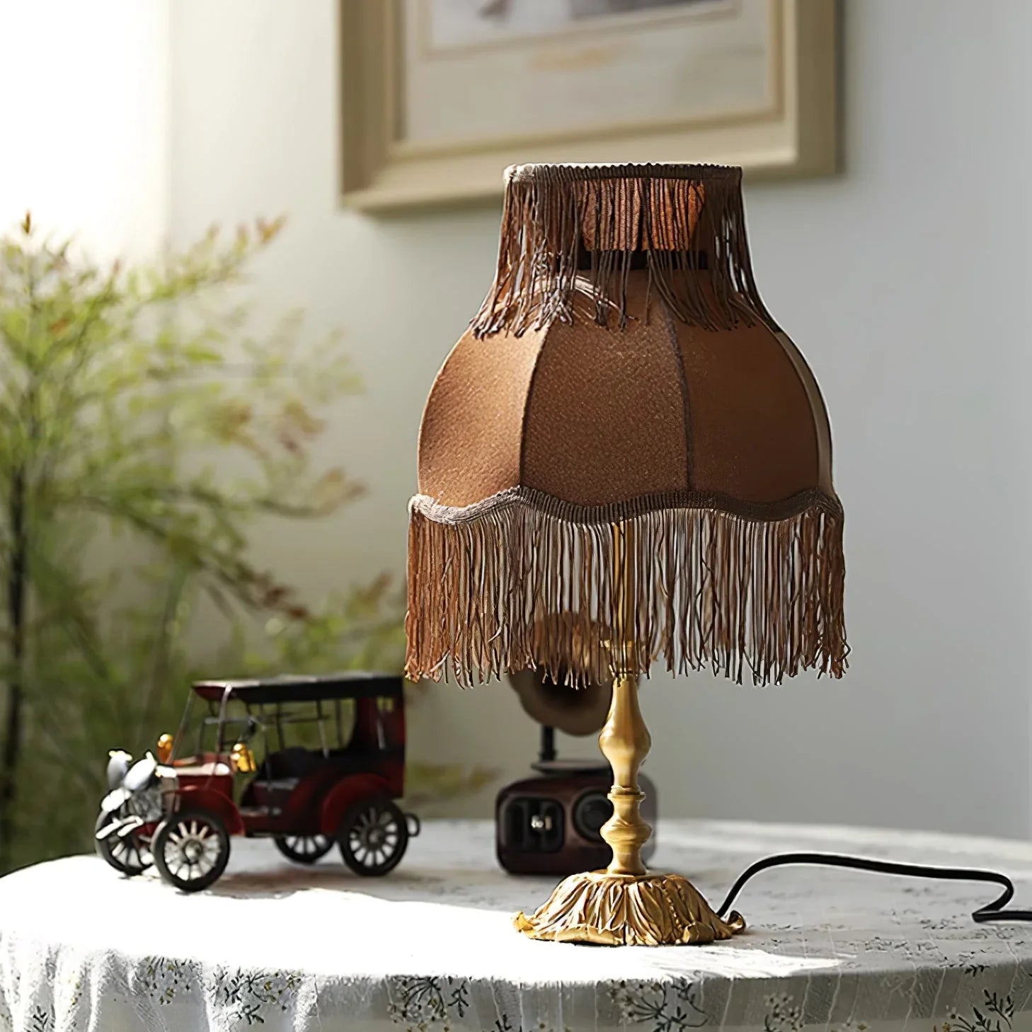 Fringe Table Lamp | Decorative Tassel Shade Bedside Lamp | Bedroom & Living Room | Lologe