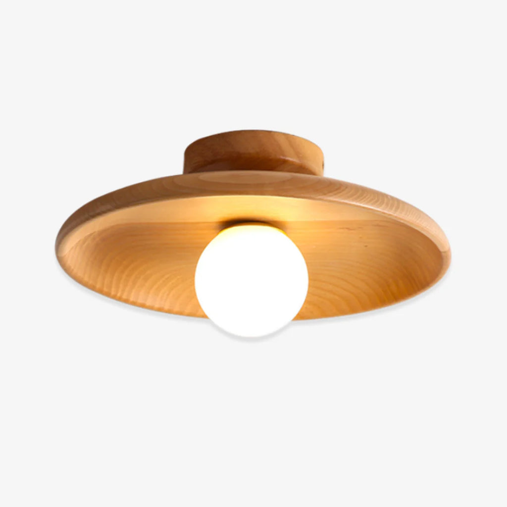 Wood Ceiling Light | Vintage Flush Mount Fixture for Bedroom & Living Room | Lologe