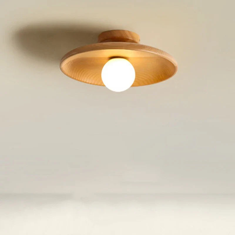 Wood Ceiling Light | Vintage Flush Mount Fixture for Bedroom & Living Room | Lologe