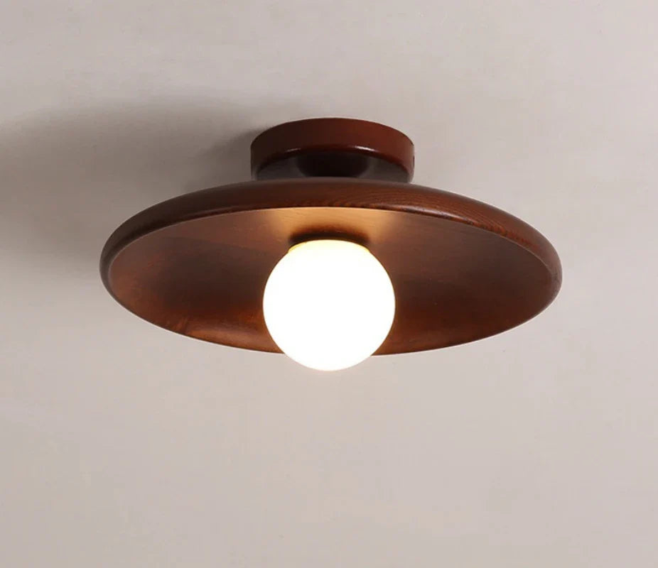 Wood Ceiling Light | Vintage Flush Mount Fixture for Bedroom & Living Room | Lologe