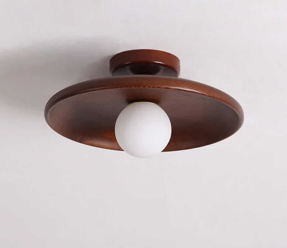 Wood Ceiling Light | Vintage Flush Mount Fixture for Bedroom & Living Room | Lologe