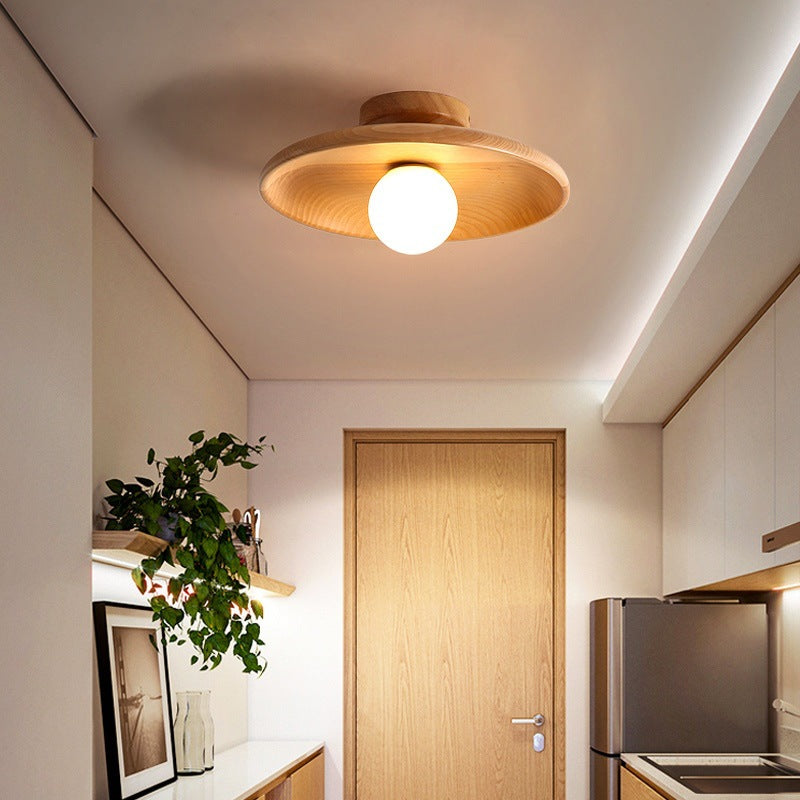 Wood Ceiling Light | Vintage Flush Mount Fixture for Bedroom & Living Room | Lologe
