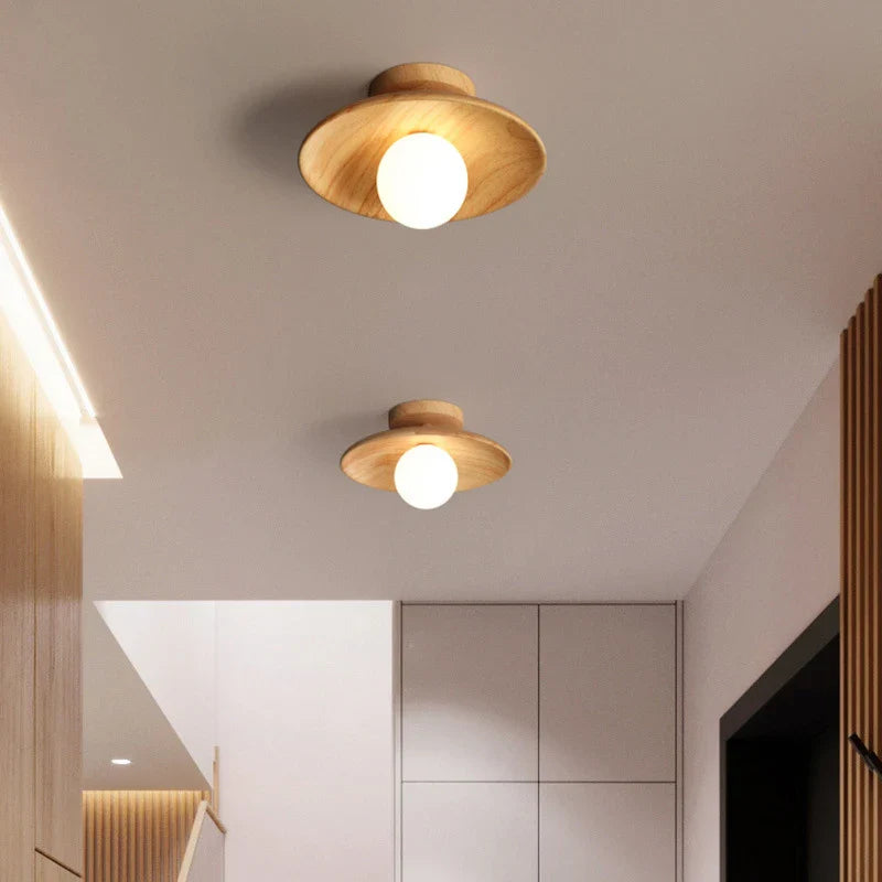 Wood Ceiling Light | Vintage Flush Mount Fixture for Bedroom & Living Room | Lologe